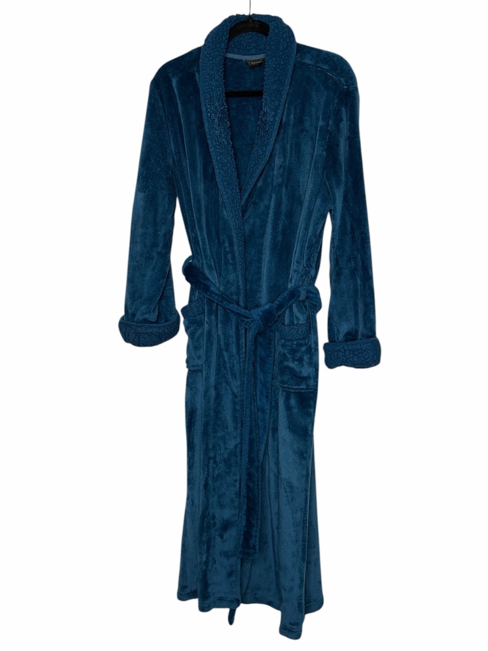 Natori Plush Deep Teal Long Shawl Collar Robe size large